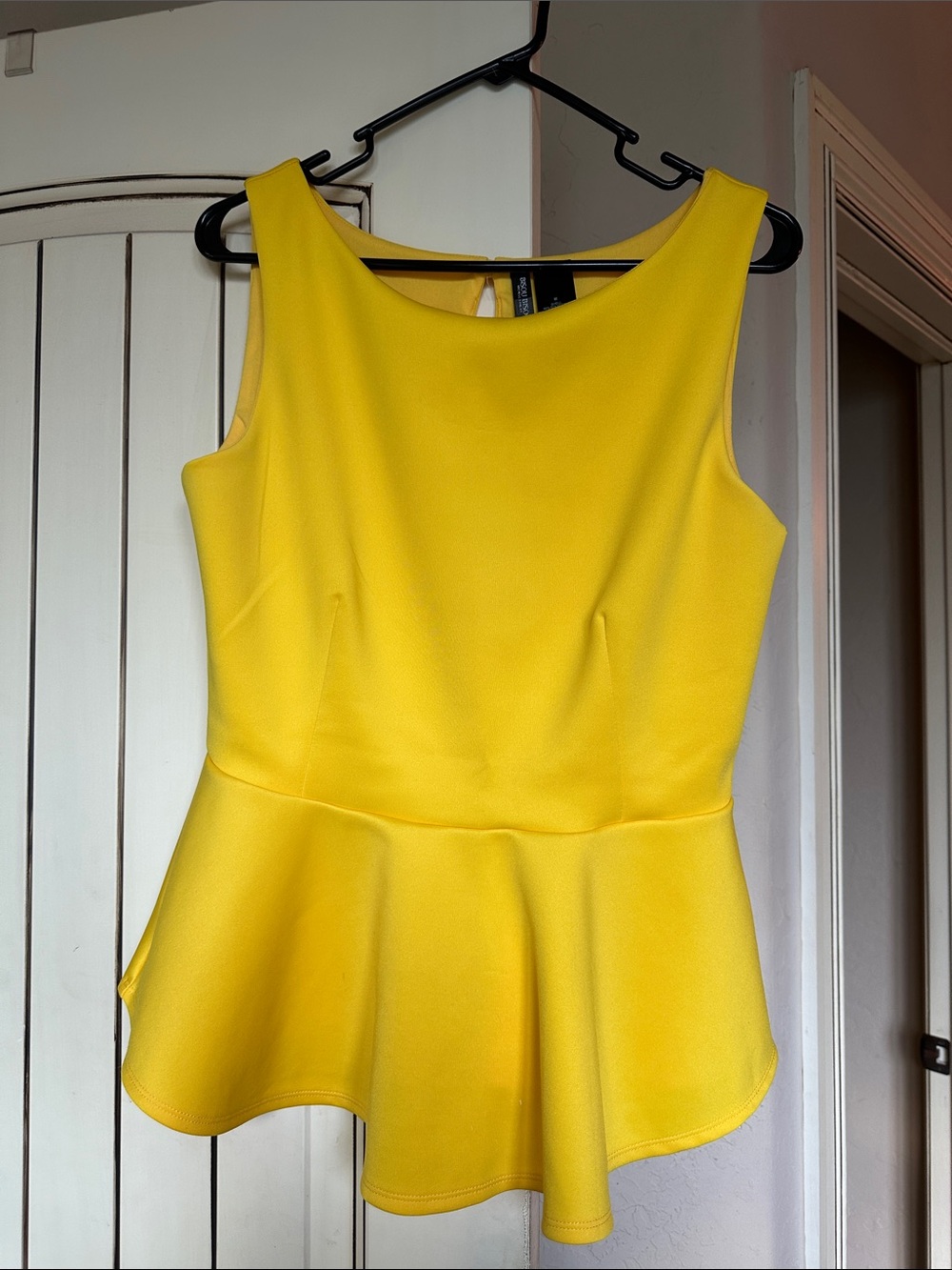 Bisou Bisou Yellow Peplum Shell Top